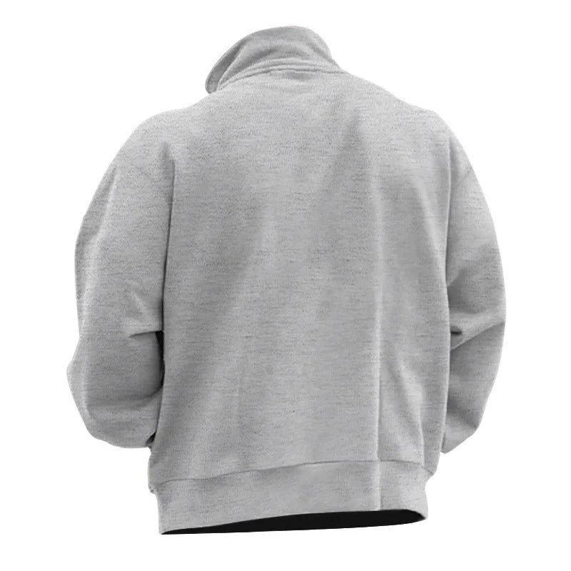 Herr Sweatshirt med Halv Blixtlås &amp; Ståkrage – Bekväm &amp; Stilfull