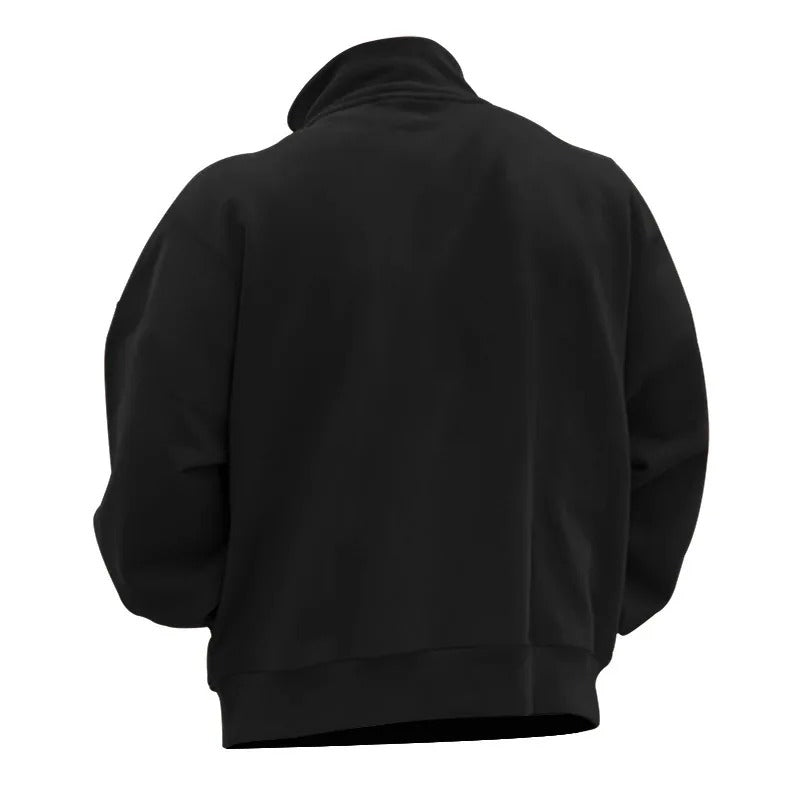 Herr Sweatshirt med Halv Blixtlås &amp; Ståkrage – Bekväm &amp; Stilfull