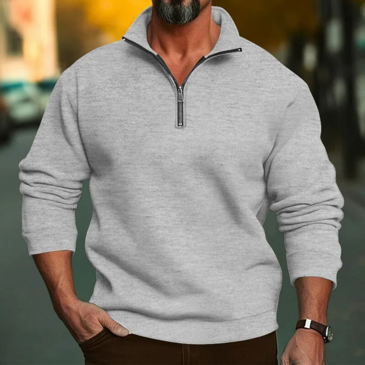 Herr Sweatshirt med Halv Blixtlås &amp; Ståkrage – Bekväm &amp; Stilfull