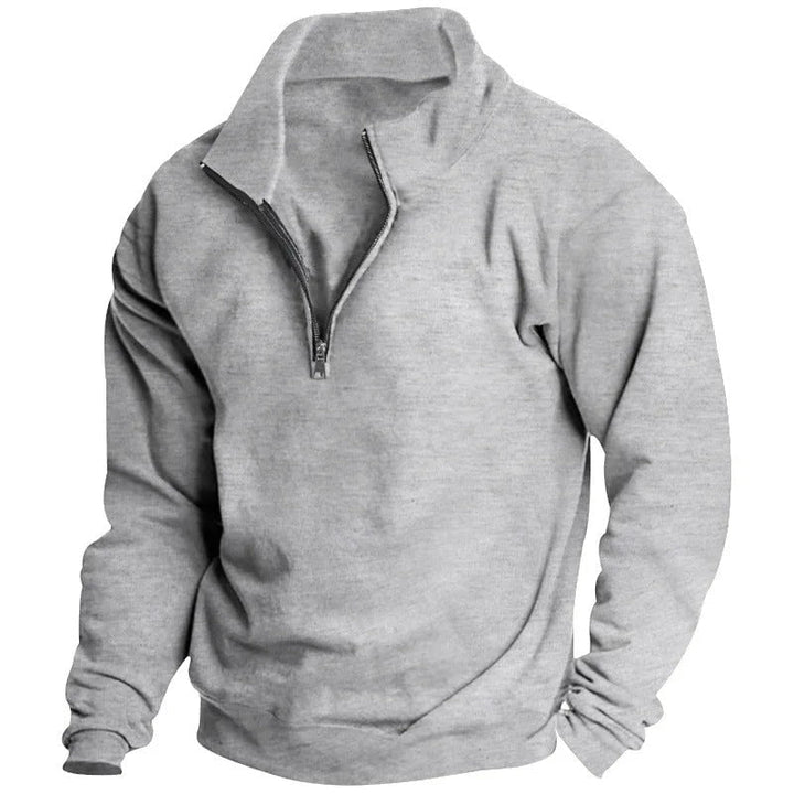 Herr Sweatshirt med Halv Blixtlås &amp; Ståkrage – Bekväm &amp; Stilfull