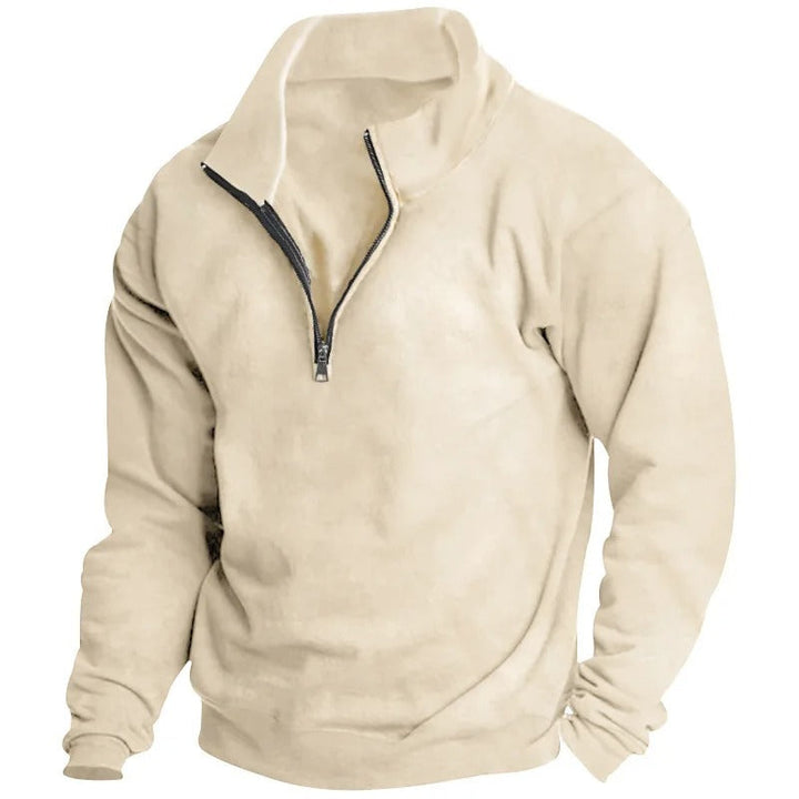 Herr Sweatshirt med Halv Blixtlås &amp; Ståkrage – Bekväm &amp; Stilfull