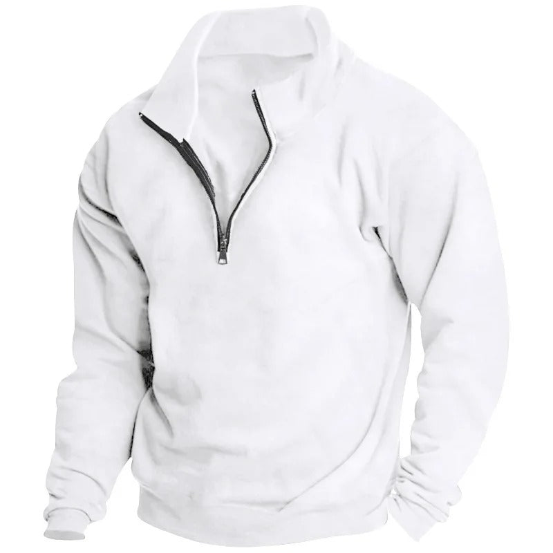 Herr Sweatshirt med Halv Blixtlås &amp; Ståkrage – Bekväm &amp; Stilfull