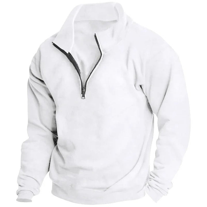 Herr Sweatshirt med Halv Blixtlås &amp; Ståkrage – Bekväm &amp; Stilfull