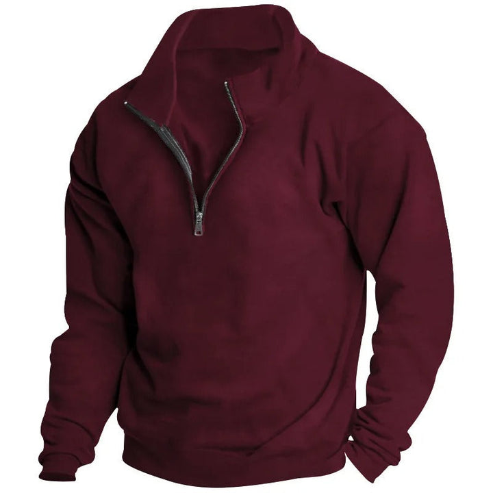 Herr Sweatshirt med Halv Blixtlås &amp; Ståkrage – Bekväm &amp; Stilfull