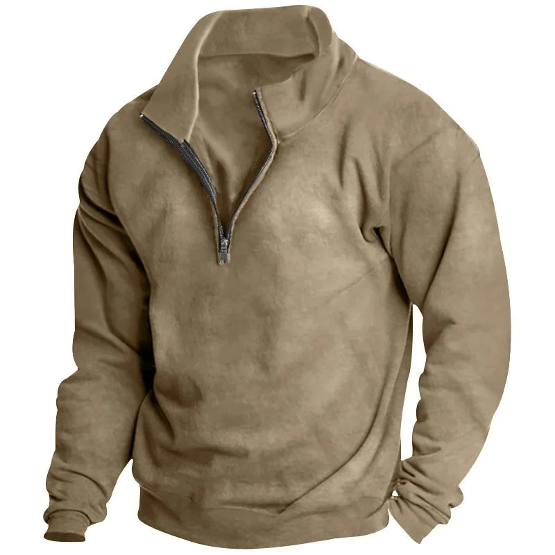 Herr Sweatshirt med Halv Blixtlås &amp; Ståkrage – Bekväm &amp; Stilfull