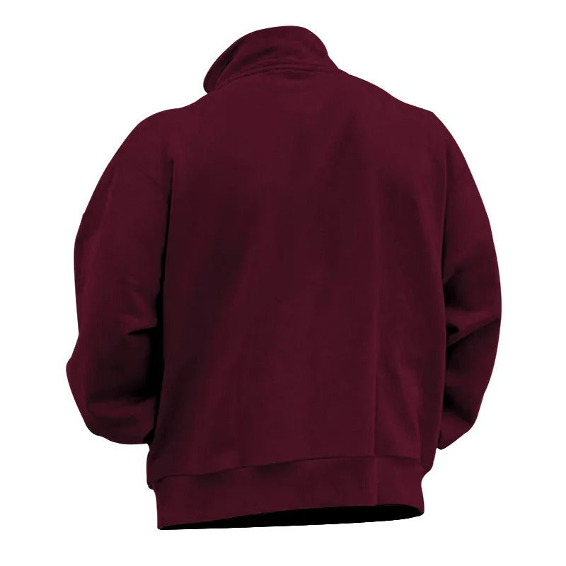Herr Sweatshirt med Halv Blixtlås &amp; Ståkrage – Bekväm &amp; Stilfull