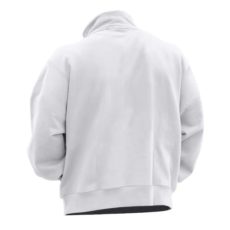 Herr Sweatshirt med Halv Blixtlås &amp; Ståkrage – Bekväm &amp; Stilfull