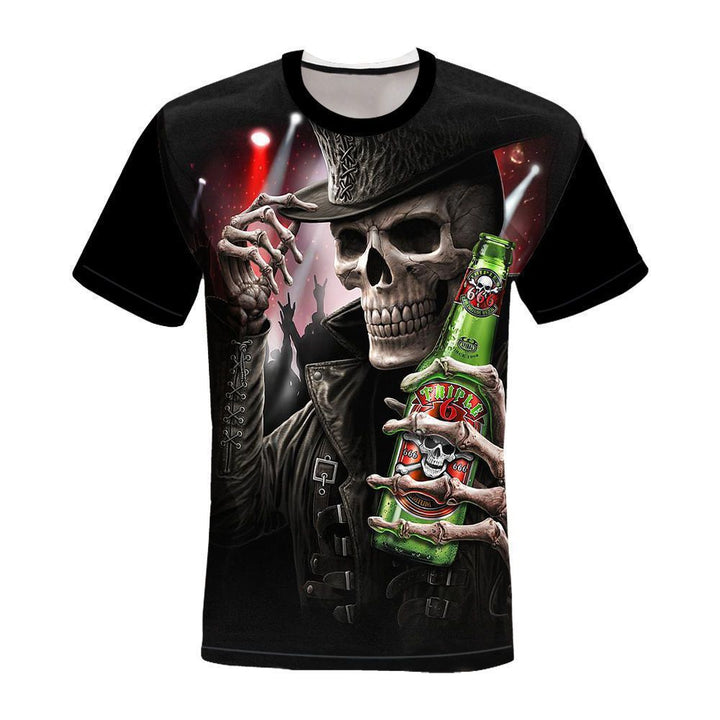 Herr Vikings Skulls T-skjorta med Töft 3D-Tryck