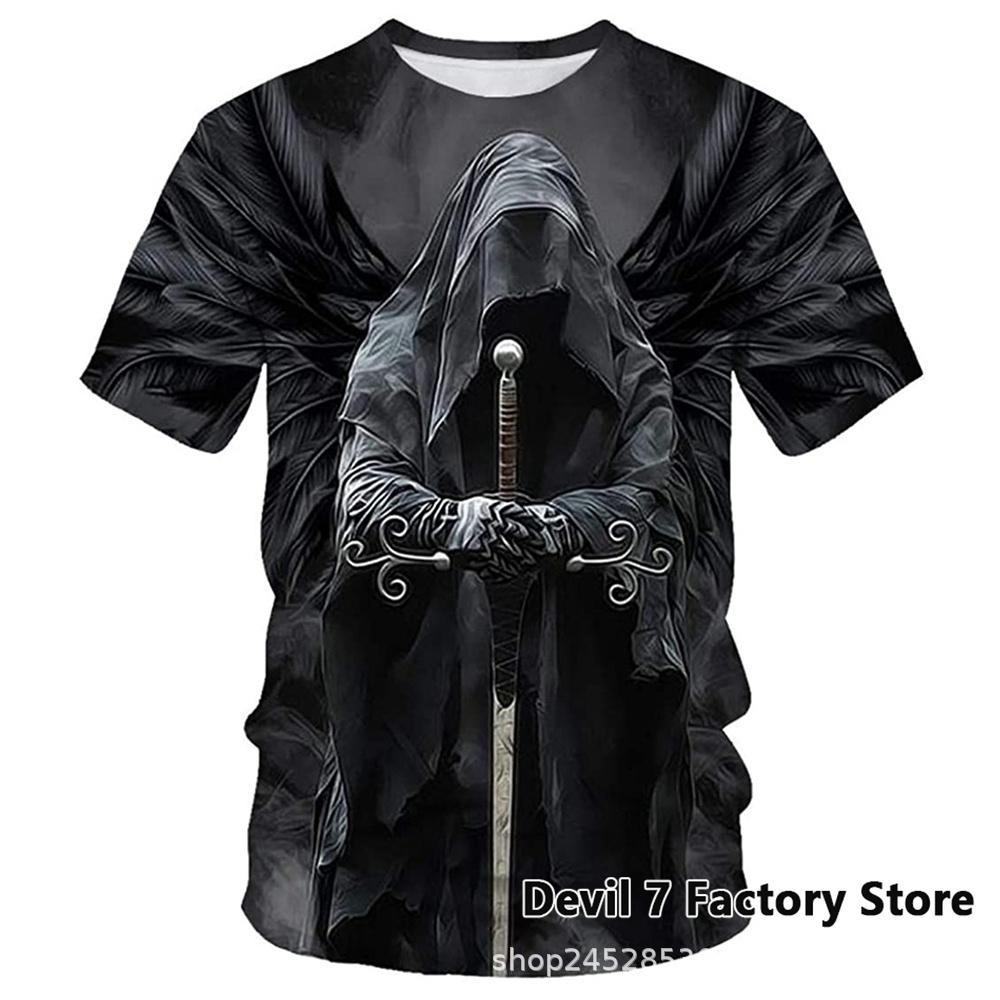 Herr Vikings Skulls T-skjorta med Töft 3D-Tryck