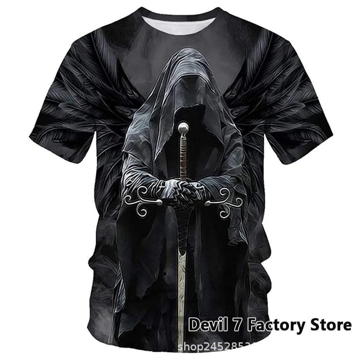 Herr Vikings Skulls T-skjorta med Töft 3D-Tryck