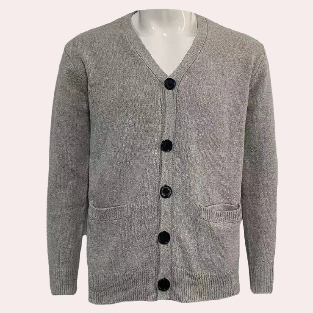 Herr V-hals Cardigan Jacka med Knappar för Avslappnad Stil