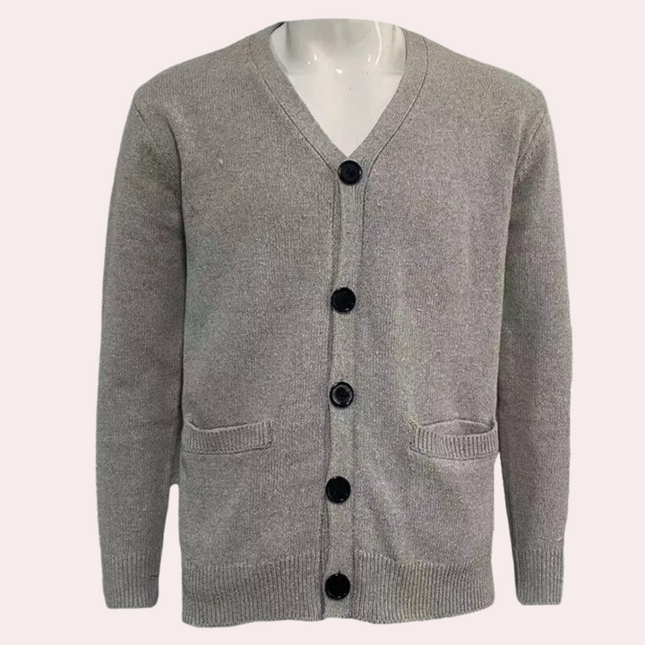 Herr V-hals Cardigan Jacka med Knappar för Avslappnad Stil