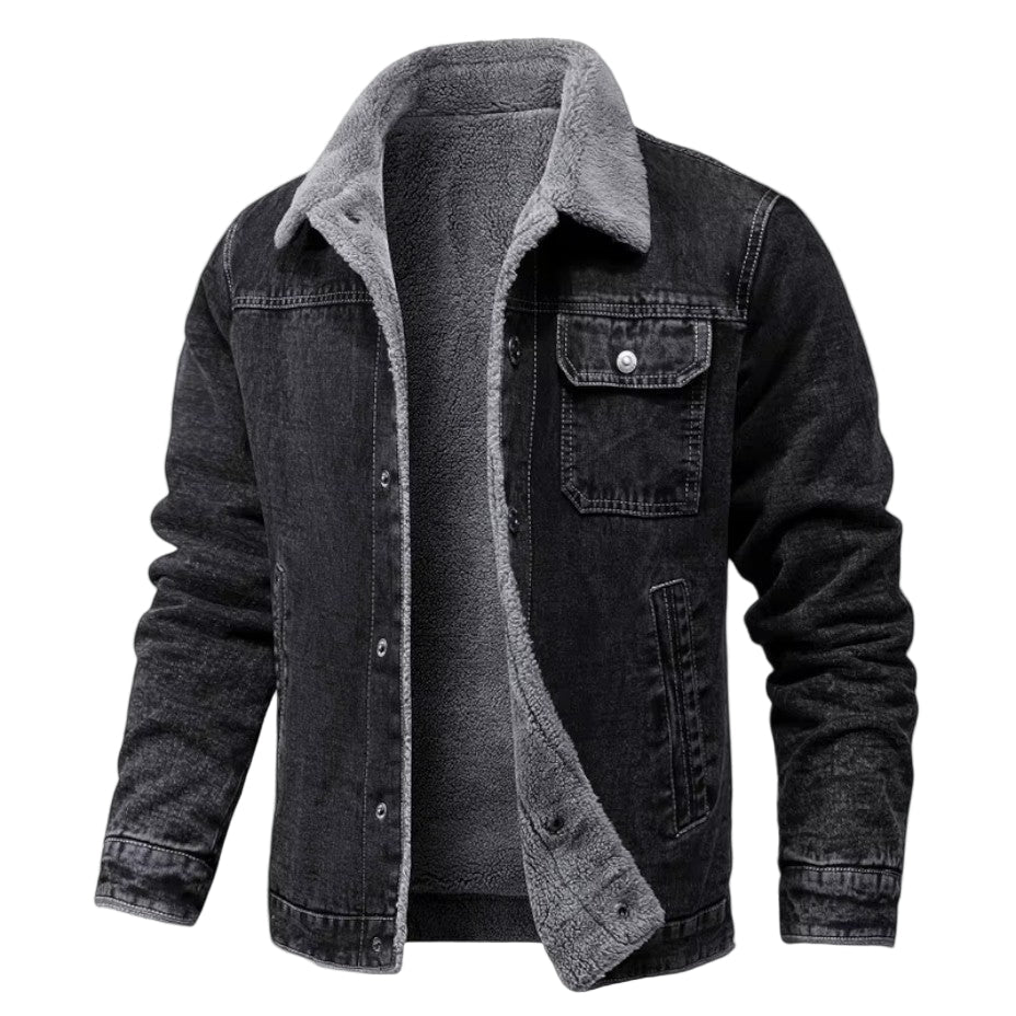 Herr Vinterjacka i Jeans-stil med Varmt Fôr