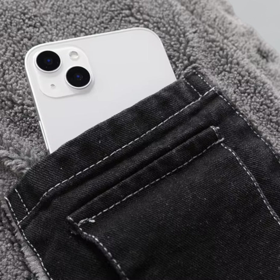 Herr Vinterjacka i Jeans-stil med Varmt Fôr