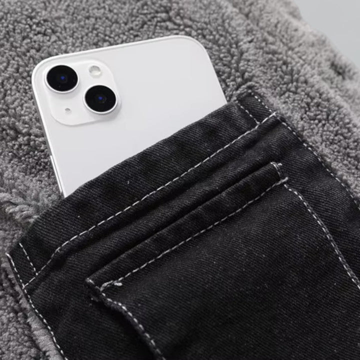 Herr Vinterjacka i Jeans-stil med Varmt Fôr