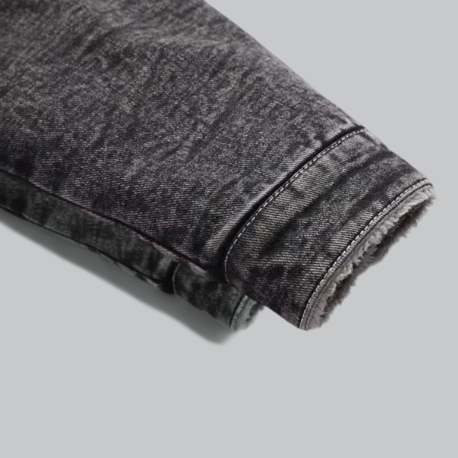 Herr Vinterjacka i Jeans-stil med Varmt Fôr