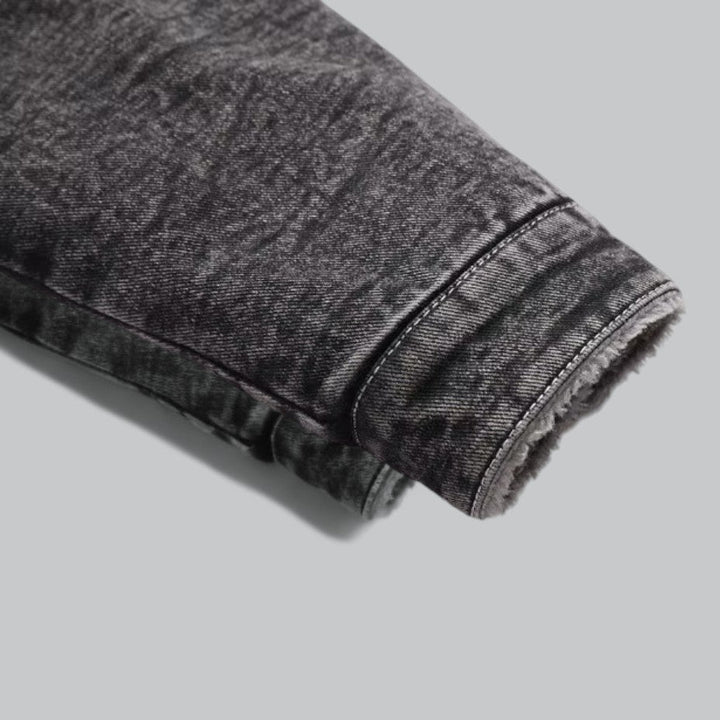 Herr Vinterjacka i Jeans-stil med Varmt Fôr