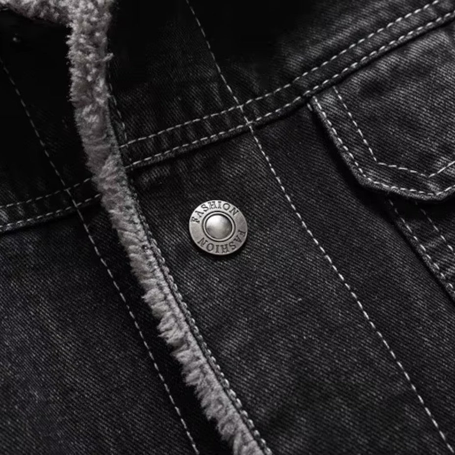 Herr Vinterjacka i Jeans-stil med Varmt Fôr
