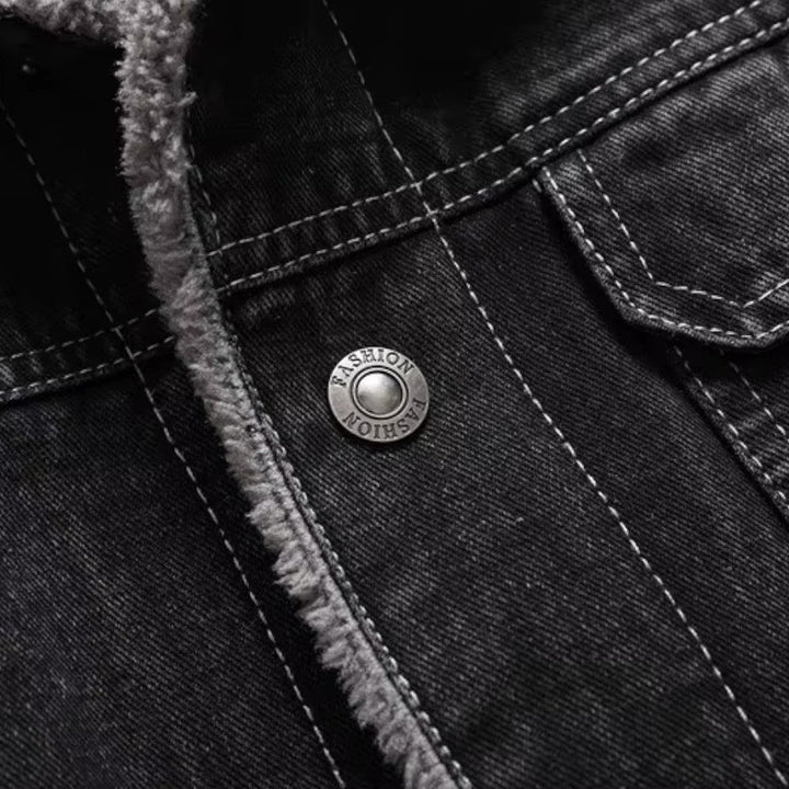 Herr Vinterjacka i Jeans-stil med Varmt Fôr