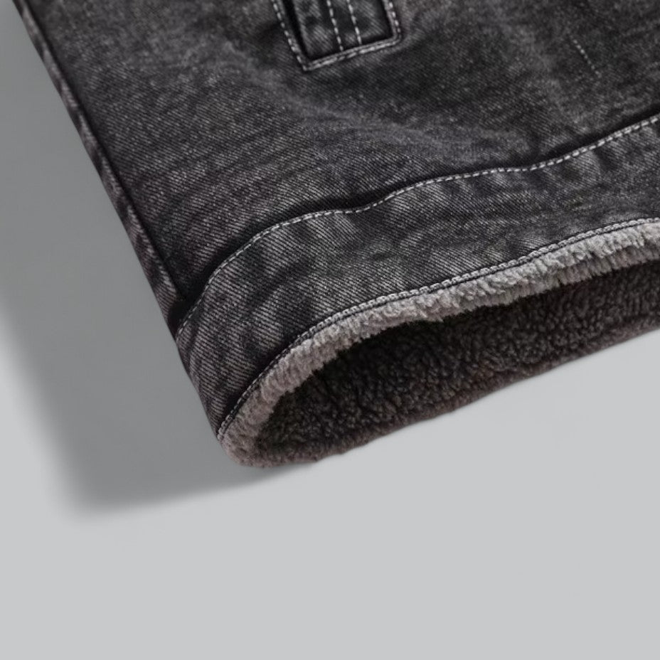 Herr Vinterjacka i Jeans-stil med Varmt Fôr