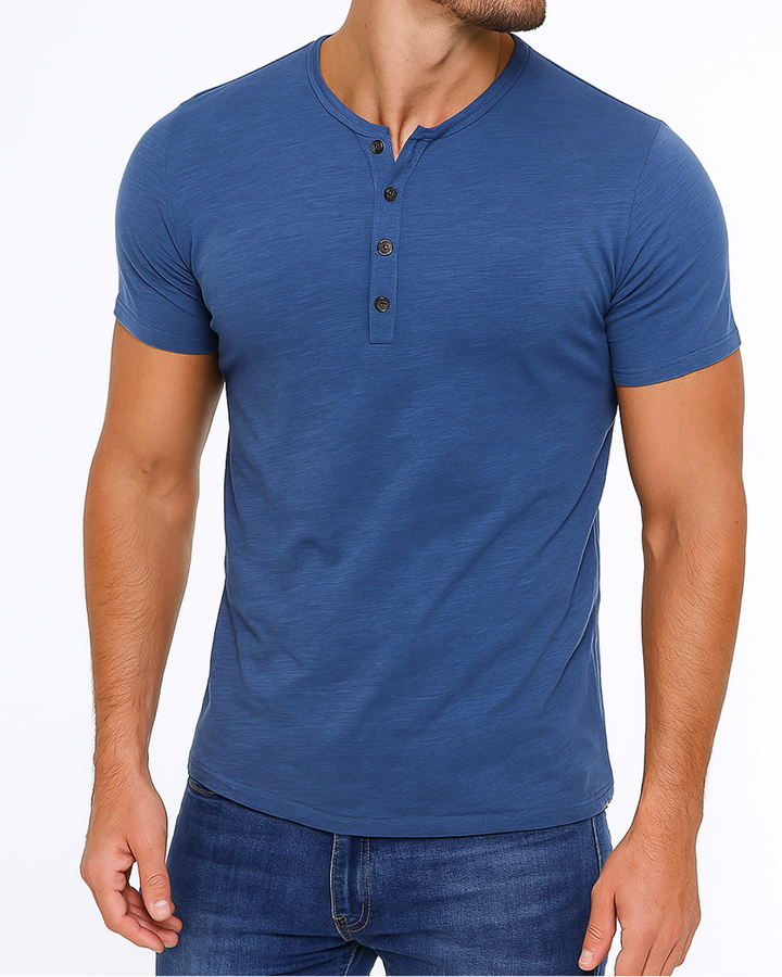 Herres Henley Skjorta – Stil och Komfort med Korta Ärmar