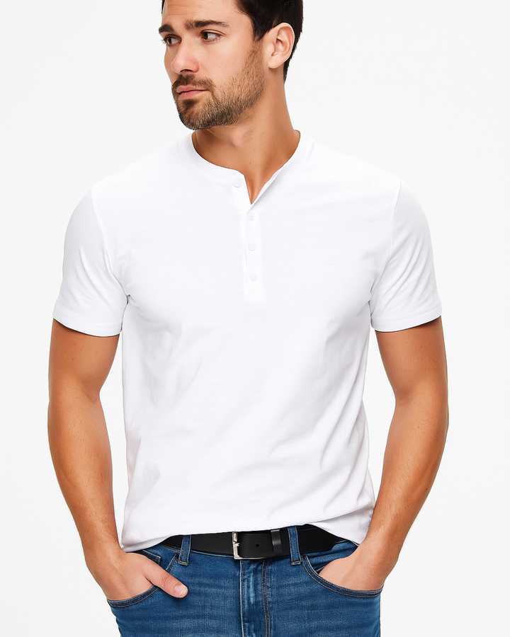 Herres Henley Skjorta – Stil och Komfort med Korta Ärmar