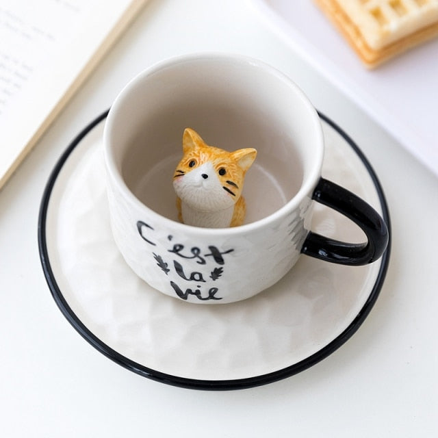 Kaffekrus med Skjult 3D Katt – Perfekt Gåva till Katteelskere