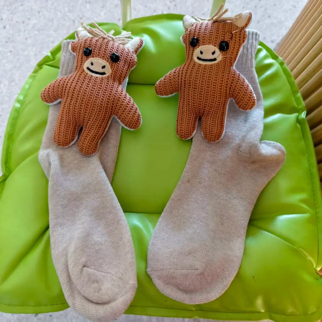 Unisex Hussokker med 3D Dyreaksent Fluffy Komfort