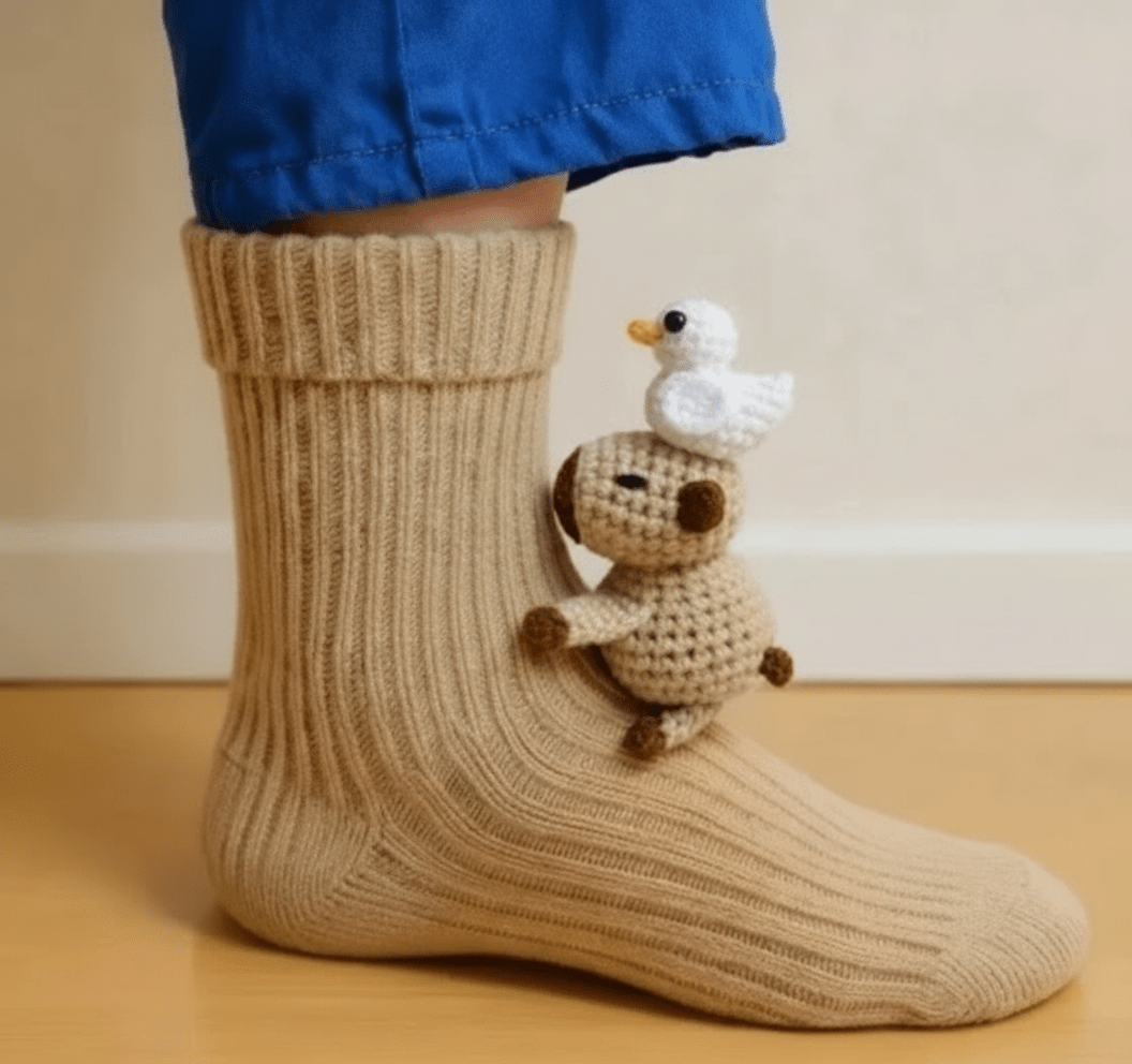 Unisex Hussokker med 3D Dyreaksent Fluffy Komfort