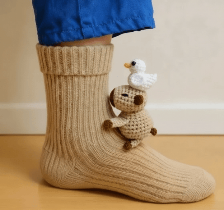 Unisex Hussokker med 3D Dyreaksent Fluffy Komfort