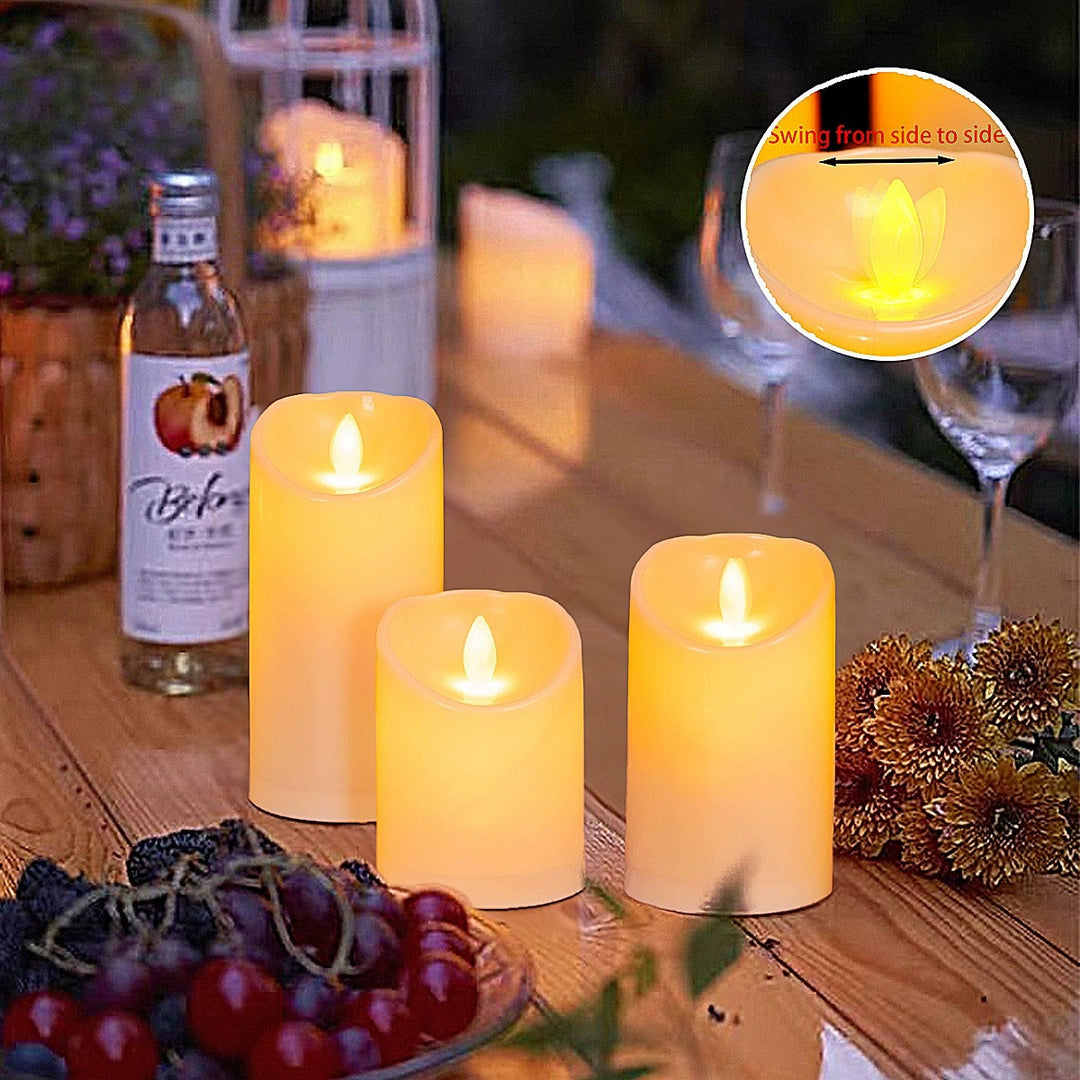 LED Blokklys Set - 3 St. - 3D Flamme - Flera Färger