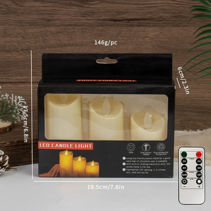 LED Blokklys Set - 3 St. - 3D Flamme - Flera Färger