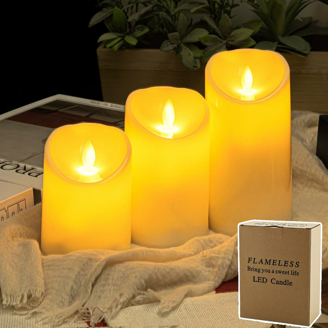 LED Blokklys Set - 3 St. - 3D Flamme - Flera Färger