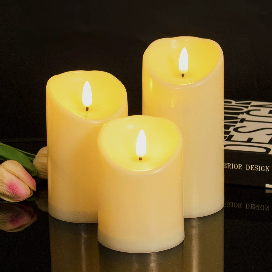 LED Blokklys Set - 3 St. - 3D Flamme - Flera Färger