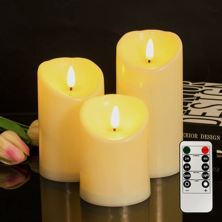 LED Blokklys Set - 3 St. - 3D Flamme - Flera Färger
