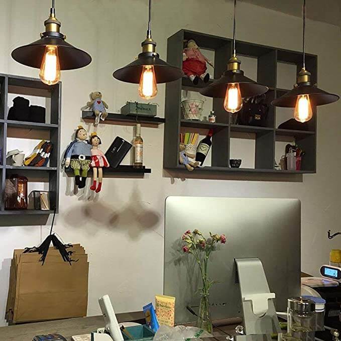 Industriell Retro Hängelampe i Svart Metall