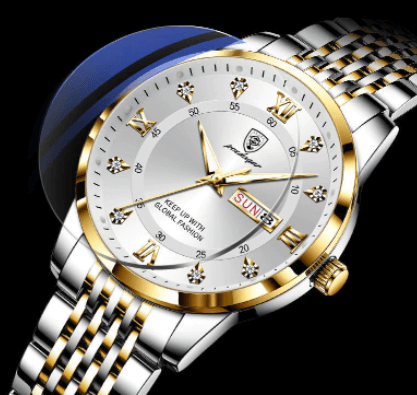 Jean Mallou Herreklokke i Rustfritt Stål