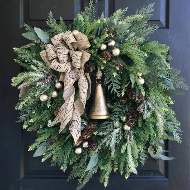 Julekrans Dör med Kongler och Jute Rosett
