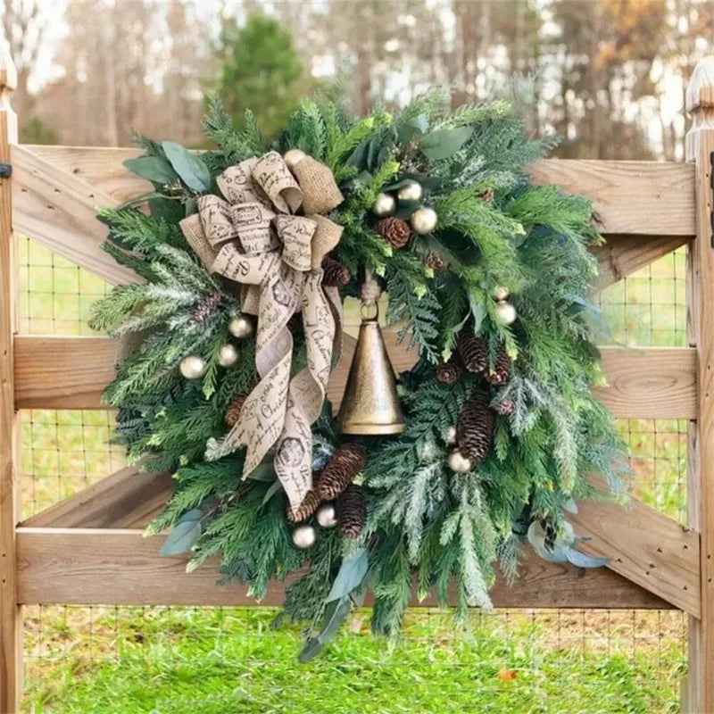 Julekrans Dör med Kongler och Jute Rosett