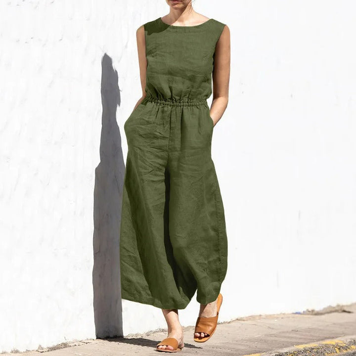 Jumpsuit för Kvinnor med Hög Midja och Vid Passform