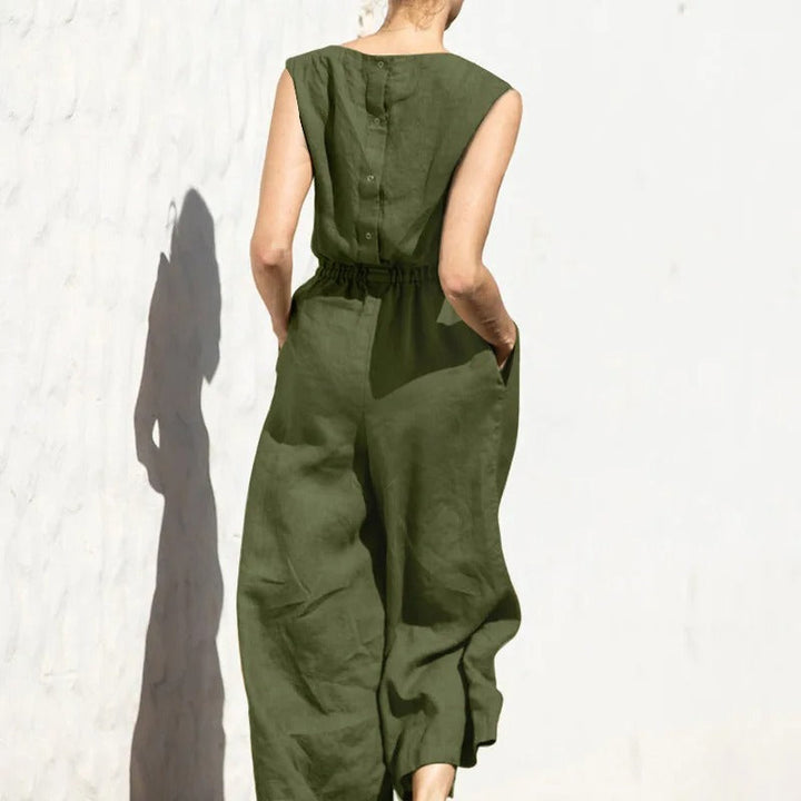 Jumpsuit för Kvinnor med Hög Midja och Vid Passform