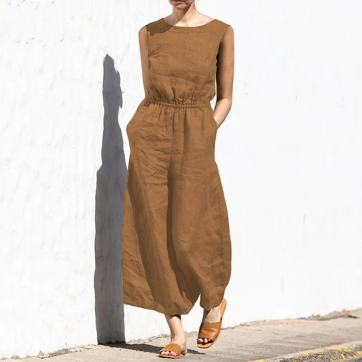 Jumpsuit för Kvinnor med Hög Midja och Vid Passform