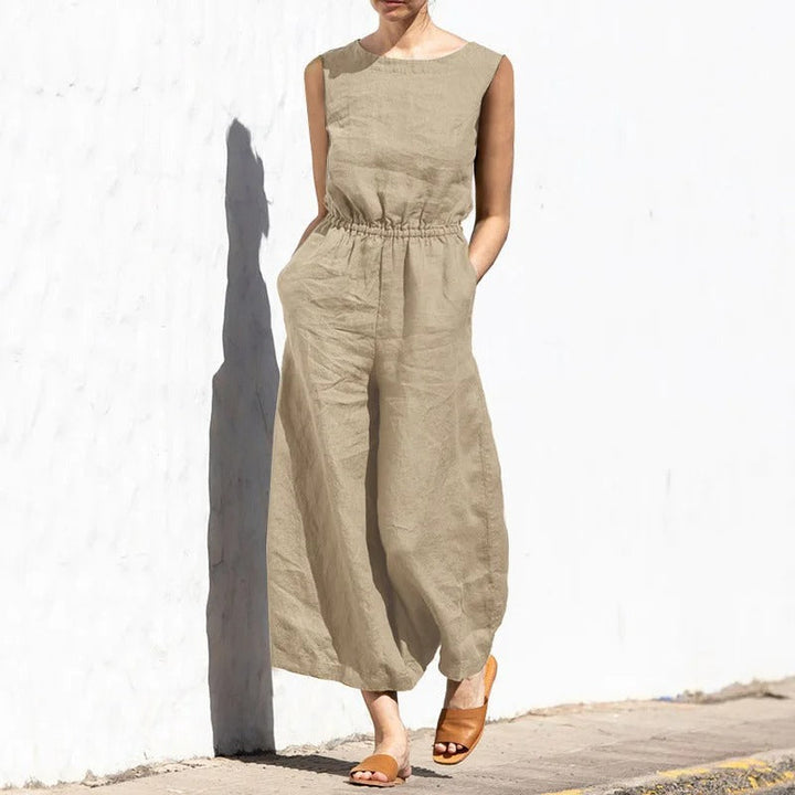 Jumpsuit för Kvinnor med Hög Midja och Vid Passform