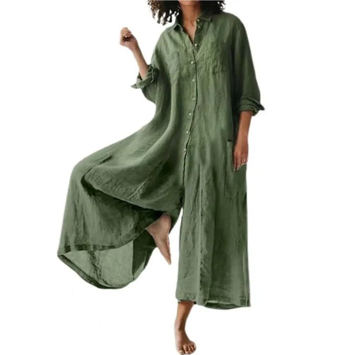 Kvinnor Jumpsuit med Vida Ben och Knappedetaljer