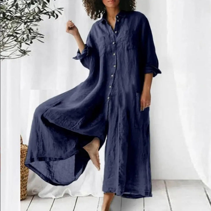 Kvinnor Jumpsuit med Vida Ben och Knappedetaljer