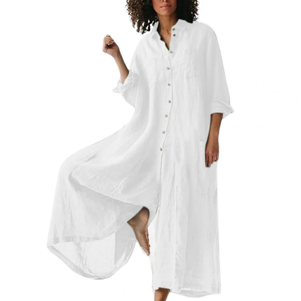 Kvinnor Jumpsuit med Vida Ben och Knappedetaljer