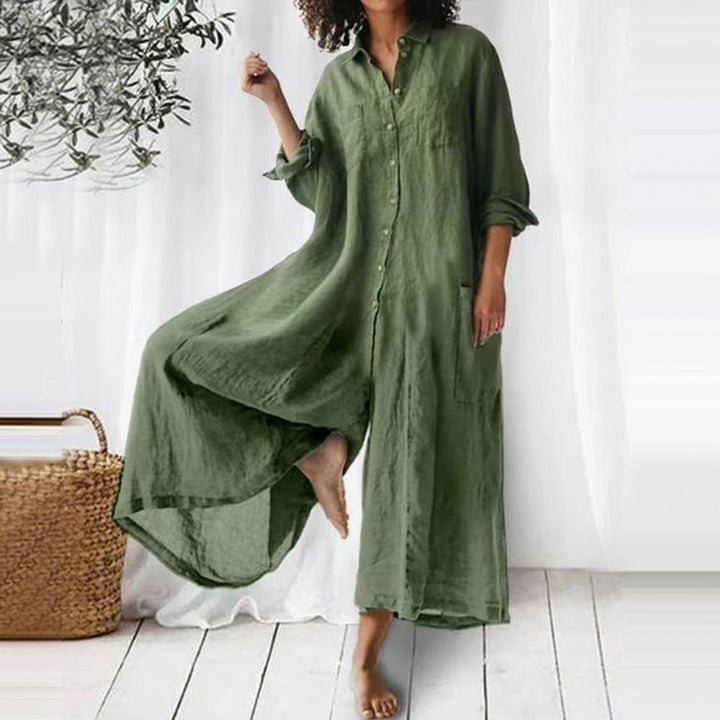 Kvinnor Jumpsuit med Vida Ben och Knappedetaljer