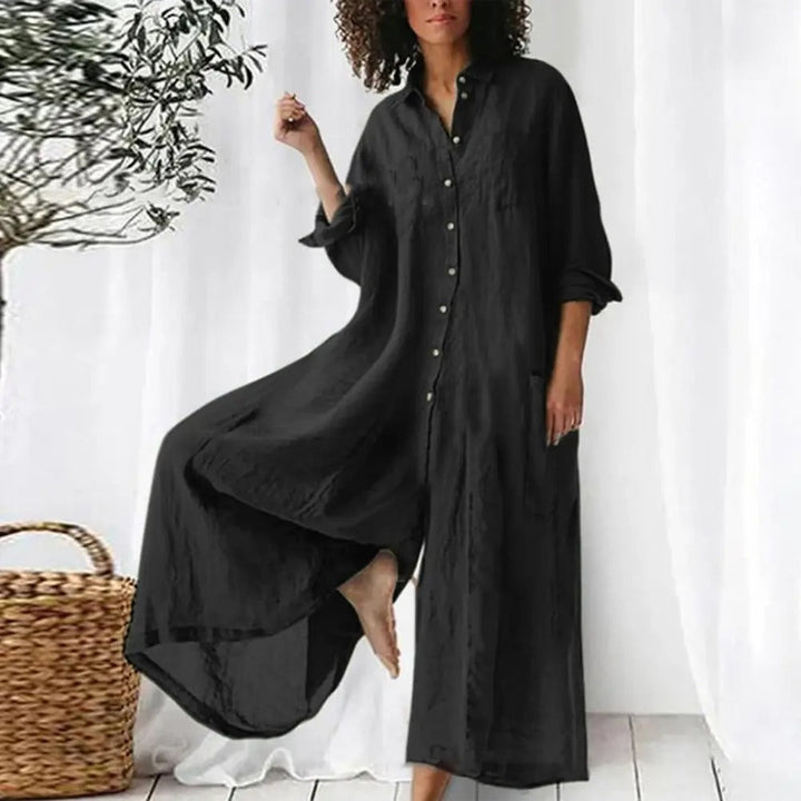 Kvinnor Jumpsuit med Vida Ben och Knappedetaljer