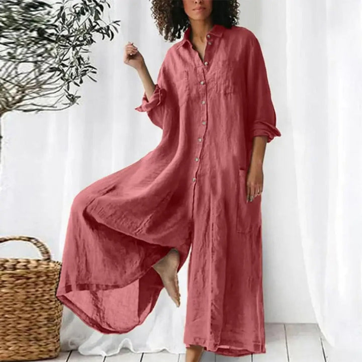 Kvinnor Jumpsuit med Vida Ben och Knappedetaljer
