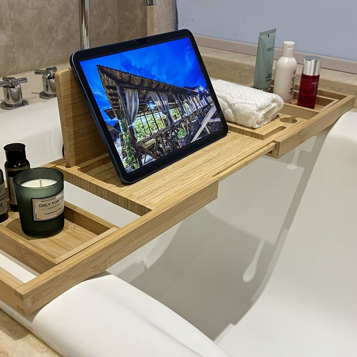 Justerbar Badekar Caddy för Avslappende Spa-Ögonblick Hemma